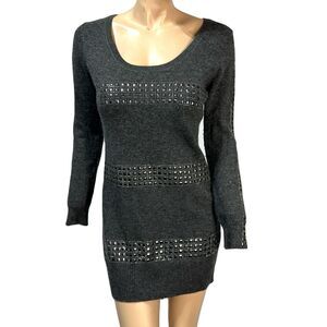 VERTIGO Knit Sweater Tunic Top / Mini Dress Nylon Viscose Wool Angora Studded M